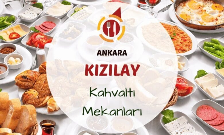 Ankara Kızılay kahvaltı mekanlarını gösteren şehir merkezinde kurulmuş modern serpme kahvaltı masası görseli