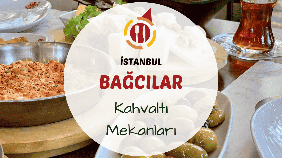 İstanbul Bağcılar kahvaltı mekanlarını gösteren şehir içi bahçede kurulmuş serpme kahvaltı masası; yumurta, peynir çeşitleri, simit ve demli çay ile hazırlanmış görsel