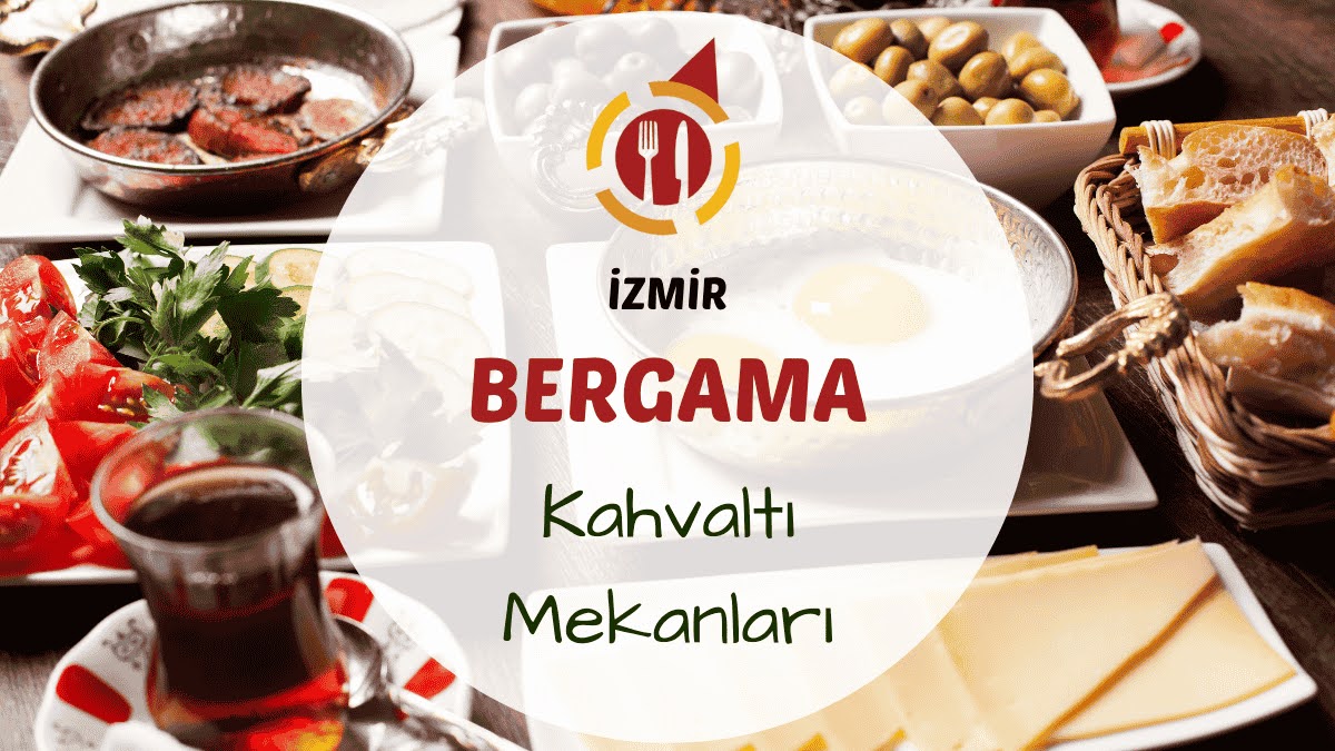 İzmir Bergama kahvaltı mekanlarını gösteren tarihi dokuya sahip taş avluda kurulmuş serpme kahvaltı masası görseli